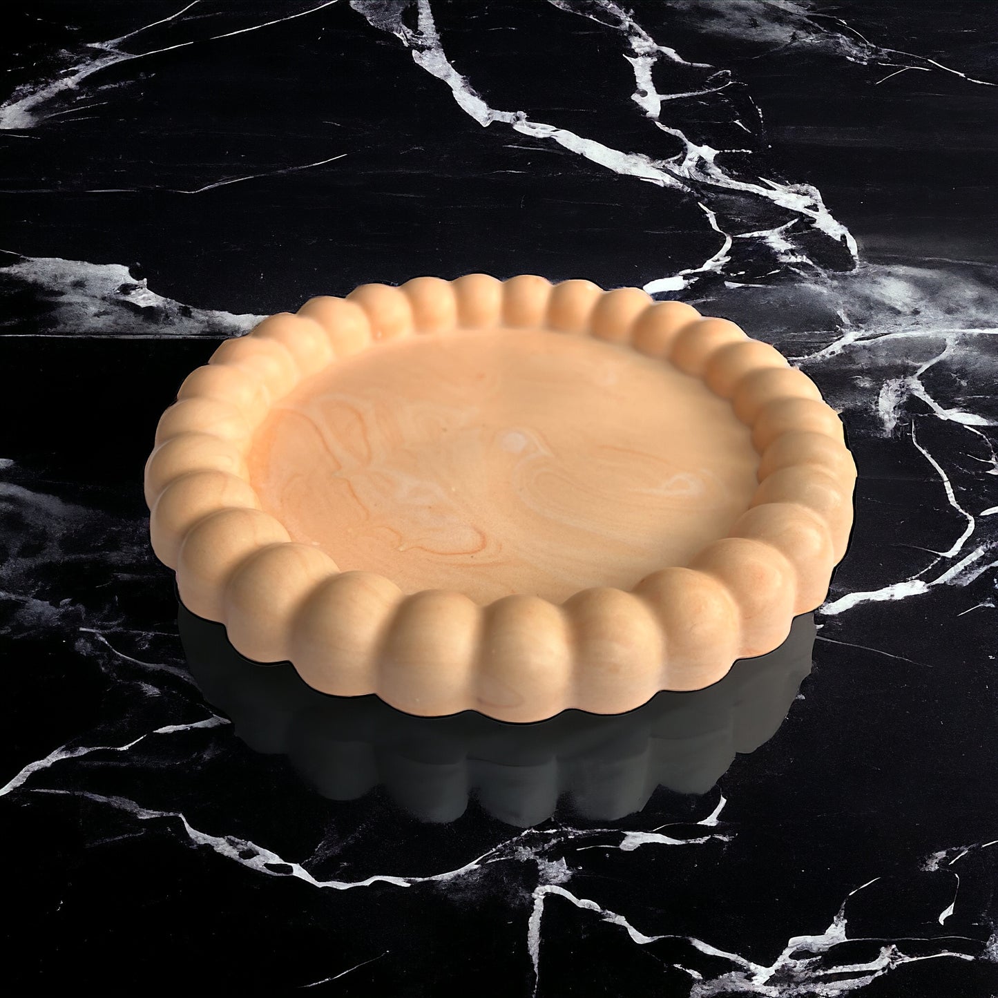 Handmade Sand Marble Round Bubble Jesmonite Decorative Trinket Tray | Candle Tray - Nakyazze