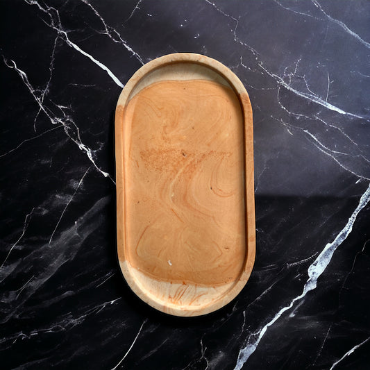 Handmade Sand Marble Oval Jesmonite Decorative Trinket Tray | Candle Tray - Nakyazze