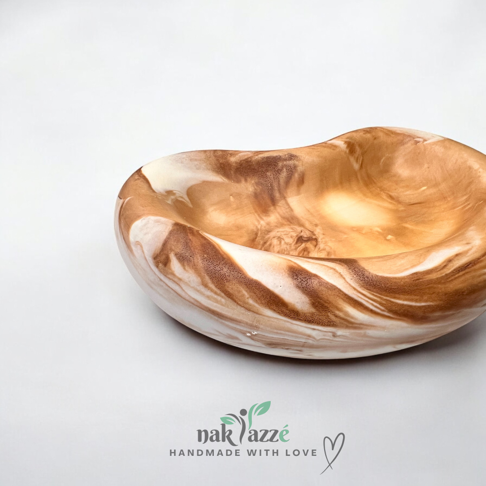 Handcrafted Jesmonite Decorative Bowl - Peapod Marble Design | Minimalist Home Decor | Nakyazze