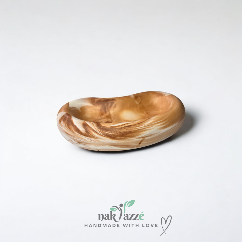 Handcrafted Jesmonite Decorative Bowl - Peapod Marble Design | Minimalist Home Decor | Nakyazze