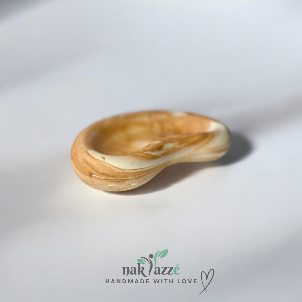 Handcrafted Jesmonite Decorative Bowl - Peapod Marble Design | Minimalist Home Decor | Nakyazze