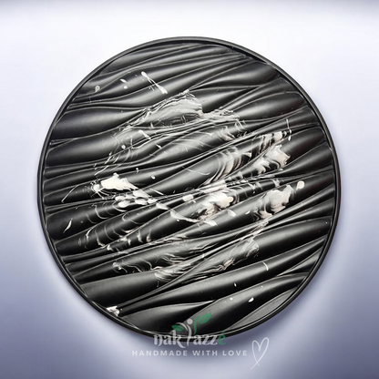 Handmade Black Ripple Art Jesmonite Tray | Minimalist Home Decor | Nakyazze