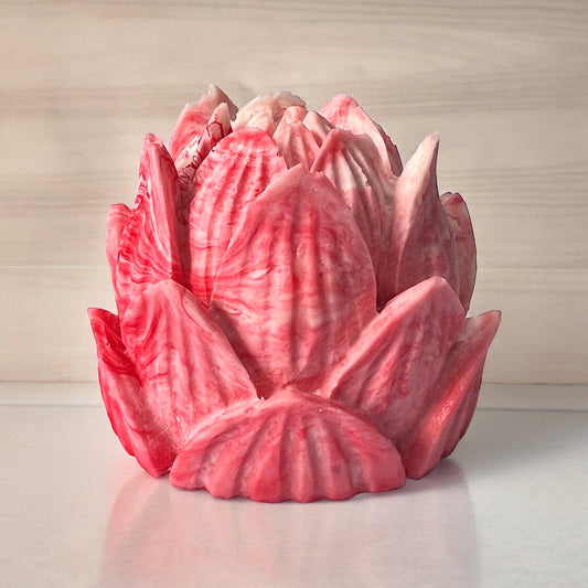 Handmade Lotus Flower Jesmonite Red Marble Effect Centerpiece - Nakyazze