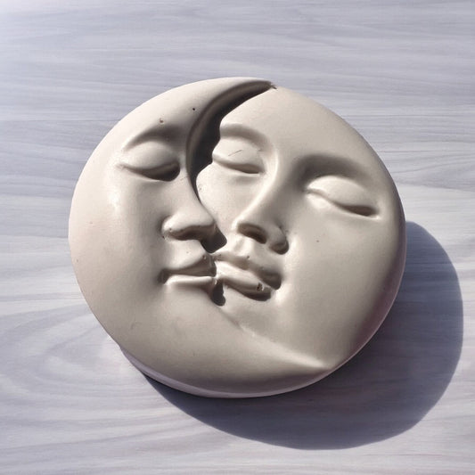 Handmade Moon & Sun Jesmonite White Centerpiece - Nakyazze