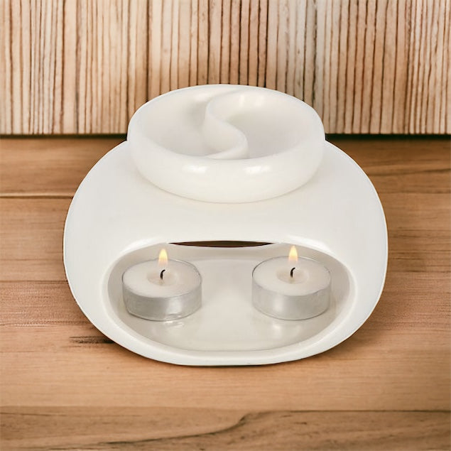 Off White Double Oil & Wax Melt Burner - Nakyazze