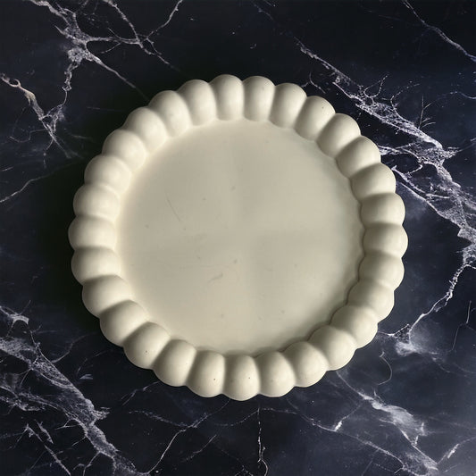 Handmade White Round Bubble Jesmonite Decorative Trinket Tray | Candle Tray - Nakyazze