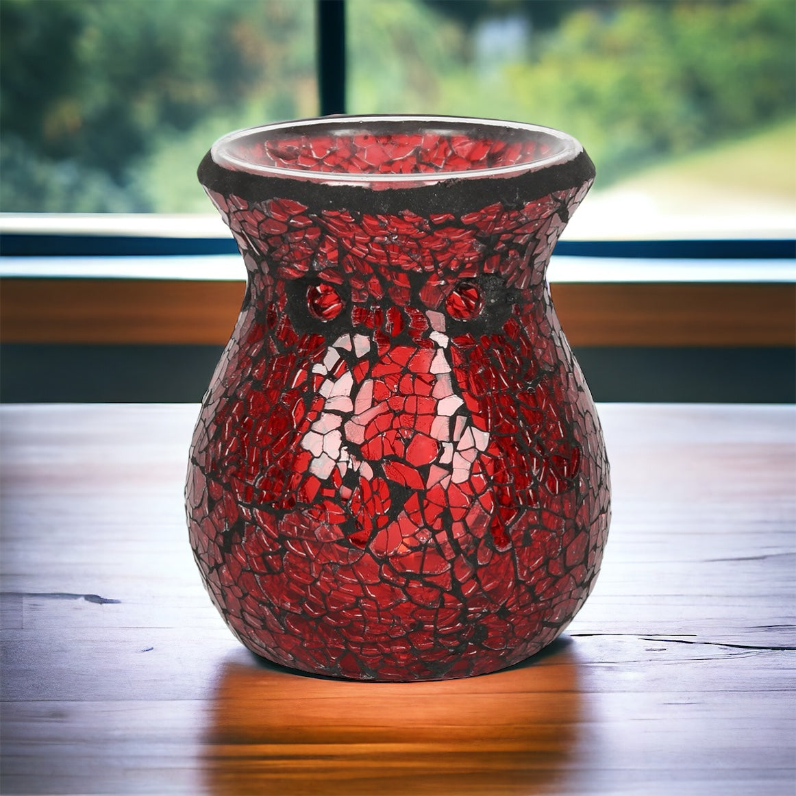 Small Red Crackle Glass Oil & Wax Melt Burner - Nakyazze