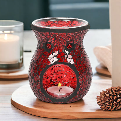 Small Red Crackle Glass Oil & Wax Melt Burner - Nakyazze